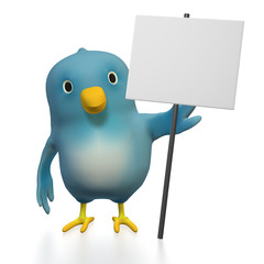 Bluebird with plain sign