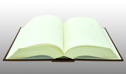 Open blank book on white with clipping path