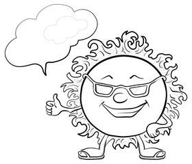 Sun smiley with glasses, contours