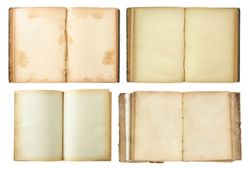 set of Old book open isolated on white background