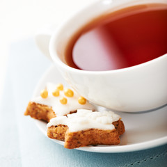 Cup of tea with christmas cinnamon stars