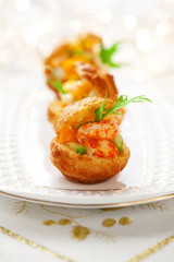 Prawn salad in mini-brioche for holiday