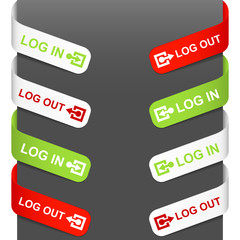 Left and right side signs - Log In, Log Out. Vector.