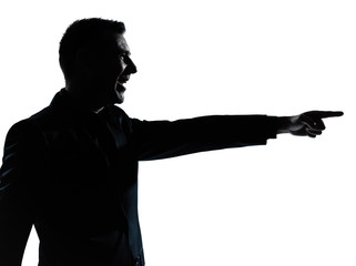 one business man poiting silhouette