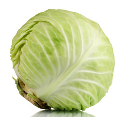 Obraz premium whole green cabbage isolated on white