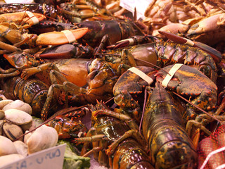 Krabben am Marktstand