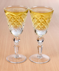 Luxury glasses on wood