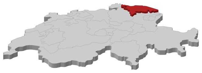 Map of Swizerland, Thurgau highlighted