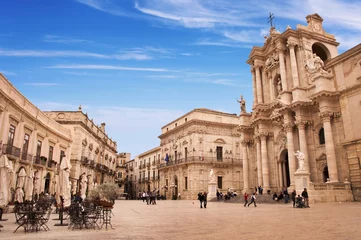 Foto op Plexiglas Piazza del Duomo in Syracuse - Sicilië Italië © Delphotostock