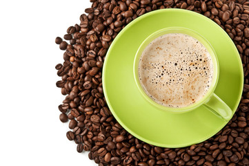 green cup of cappuccino