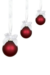 three red christmas ornaments