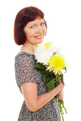 Smiling woman with flowers
