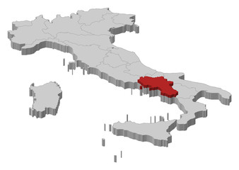 Fototapeta premium Map of Italy, Campania highlighted