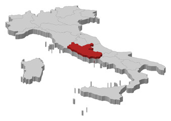 Map of Italy, Lazio highlighted