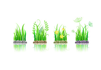 green grass on stone ground