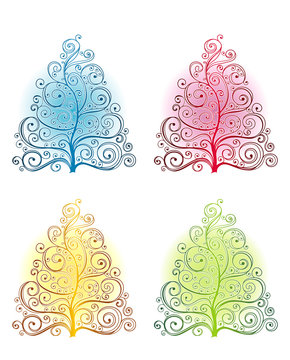 Bright Christmas trees.