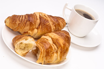 Coffee and Croissants on a white background