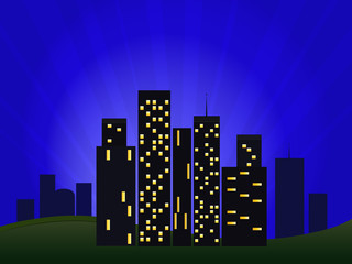 Vector Illustration Of Night Cityscape