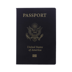 Front view of a passport isolated on white with clipping map