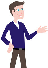 Homme_Brun_Pull_bleu