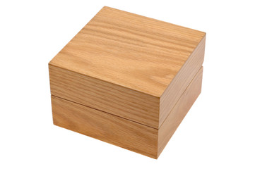 Closed wooden square box isolated on white
