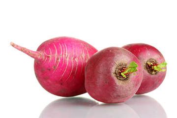 Fresh radishes isolated on white