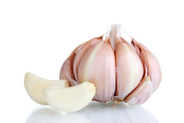 fresh garlic isolated on white