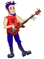 happy rock musician with a guitar
