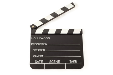 Open Film Slate (Clapper board) on white background