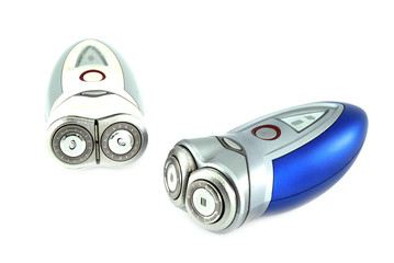 two electric shaver isolated with white background