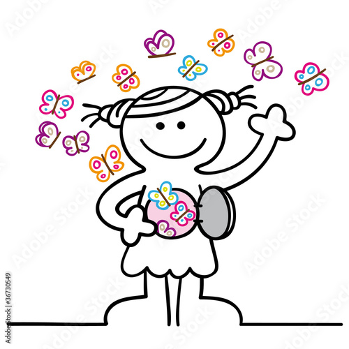 "figur frau hat schmetterlinge im bauch" Stock image and royaltyfree