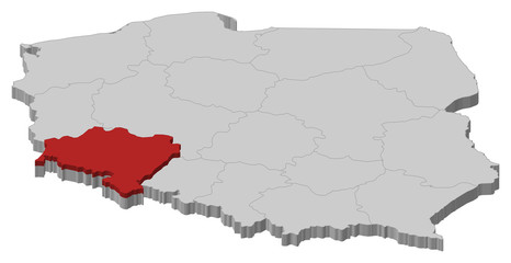 Map of Poland, Lower Silesian highlighted