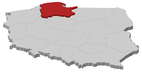 Map of Poland, Pomeranian highlighted