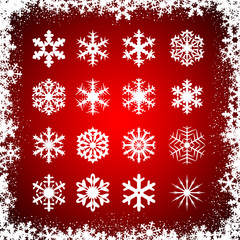 Snowflakes on red background