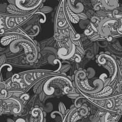 vector seamless monochrome paisley pattern