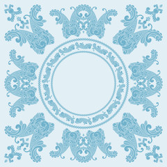 vector paisley square pattern in blue