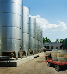 Obraz premium wine barrels on winery