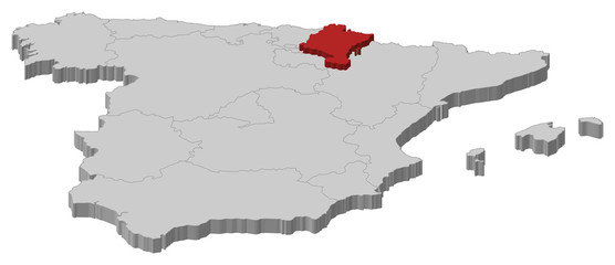 Map of Spain, Navarre highlighted