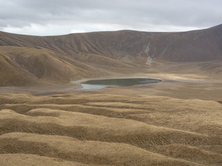 lakes in volcano caldera at Tatvan in turkey