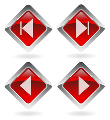 red vector buttons set  "navigation"