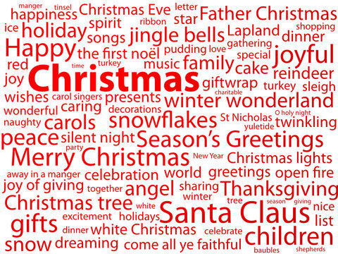 CHRISTMAS Tag Cloud (happy merry santa claus season’s greetings)