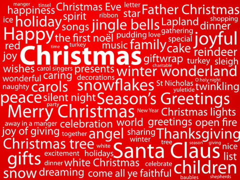 "CHRISTMAS" Tag Cloud (happy merry tree santa claus greetings)