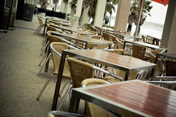 Outdoor cafe tables