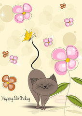Geburtstagskarte mit Katze
