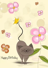 Foto op Plexiglas Verjaardagskaart met kat © Danu