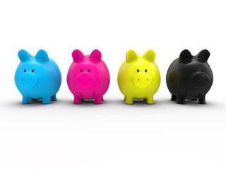 Piggy bank CMYK concept