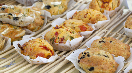 gourmet portions of savoury cakes at the caterer