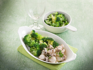 sepia with broccoli heathy food