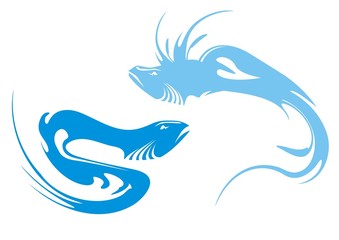 Obraz premium Vector fishes. Two variants