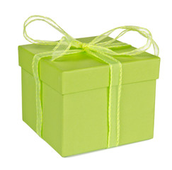 Green gift, isolated on white background